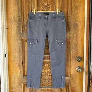 White House Black Market Slim Ankle Gray Pants with Jewel Detail